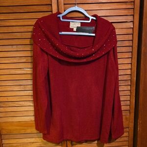 Debbie Morgan Red Cowl Neck Sweater